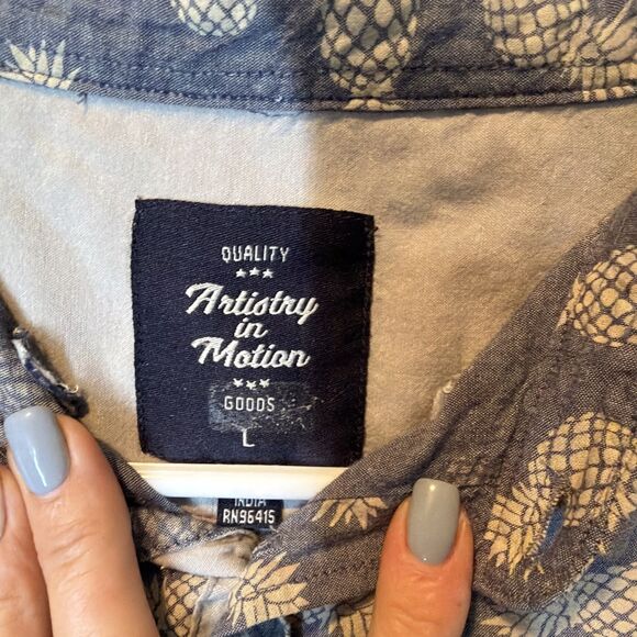 Artistry In Motion Boys Button-Down, Hawaiian Shirt, 100% Cotton Lg - Picture 4 of 5